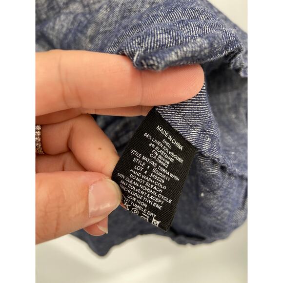 THEORY Mayvine Tierra Wash Dress Deep Denim Pockets Button Up Size 4 - Picture 5 of 7